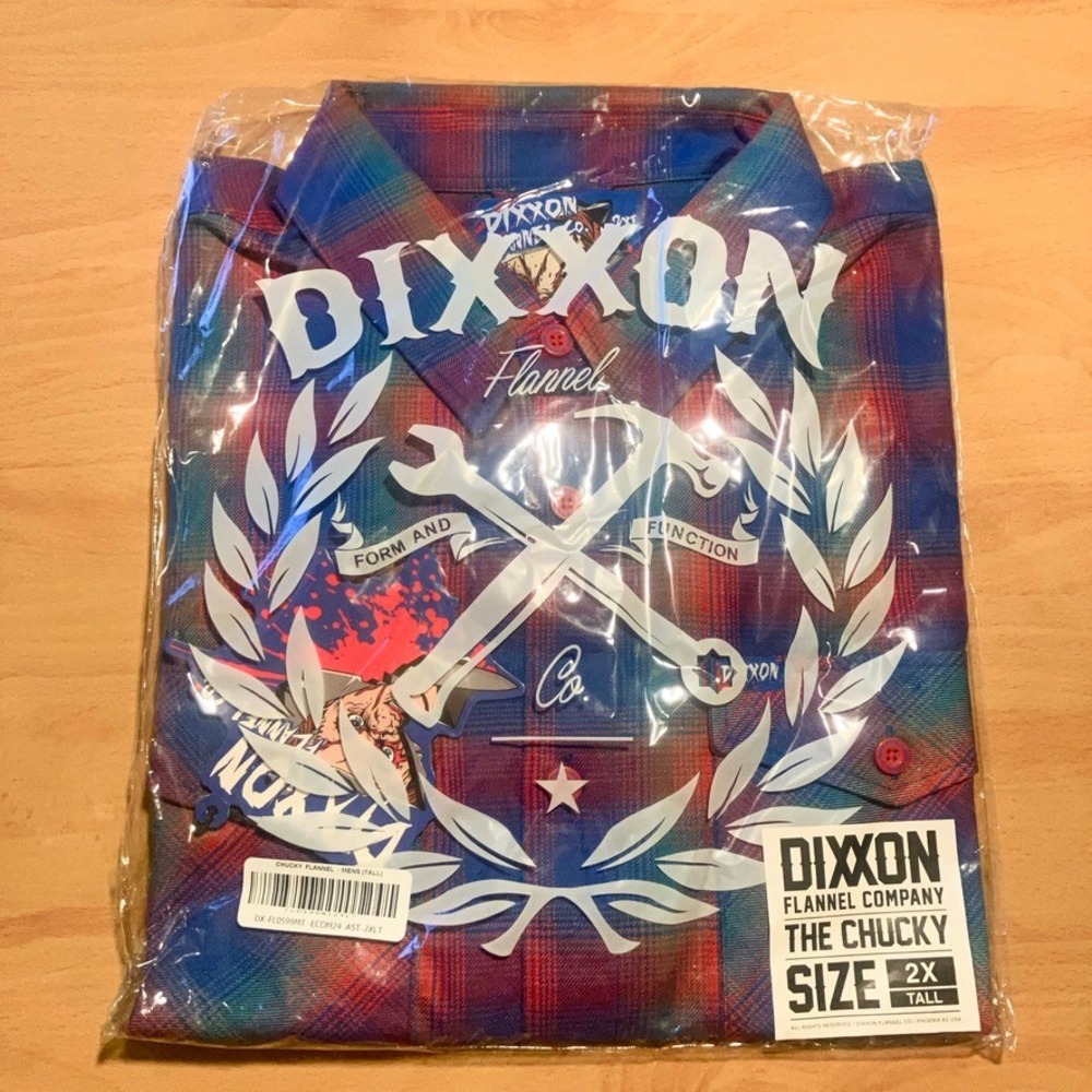 NWT Dixxon Flannel Shirt Mens 2XT Tall Multicolor The Chucky Plaid Button Up